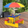 Kids Picnic Table Set with Removable Umbrella-Color