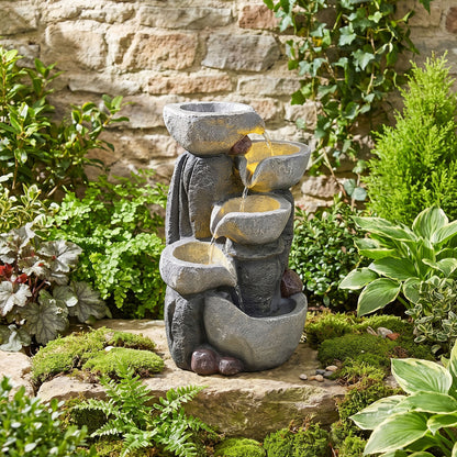 44.5 cm 5-Tier Outdoor Water Fountain with LED Lights and with Pump for Patio