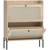HOMCOM Shoe Cabinet with 2 Flip Drawers, Boho Narrow Shoe Storage Cabinet, Oak