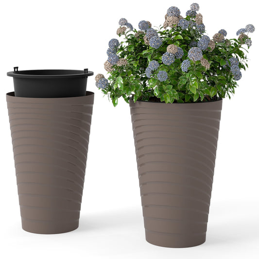 45 cm Tall Flower Pot Set of 2 Modern Decorative Planter with a removable inner pot