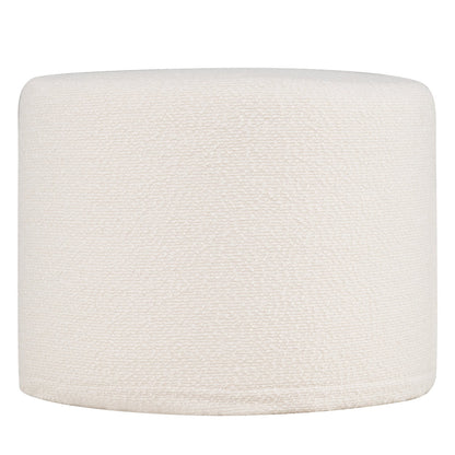 45 cm x 35 cm Round Pouf Ottoman with Loop Yarn Fabric and Machine-washable Cover-White