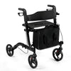 Folding Aluminium Rollator Walker Mobility Aid With 4 Wheels-Black