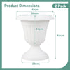 46cm Tall Vintage Planters Set of 2 Urn Plastic Flower Pots-White