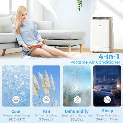 HOMCOM 14000 BTU Mobile Air Conditioner in White
