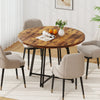 47 Inch Dining Table for 4-6 People Round Kitchen Table with 8 Metal Supporting Legs and Cross Base-Brown