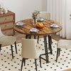 47 Inch Dining Table for 4-6 People Round Kitchen Table with 8 Metal Supporting Legs and Cross Base-Brown