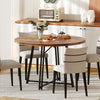 47 Inch Dining Table for 4-6 People Round Kitchen Table with 8 Metal Supporting Legs and Cross Base-Brown