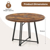 47 Inch Dining Table for 4-6 People Round Kitchen Table with 8 Metal Supporting Legs and Cross Base-Brown
