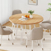 47 Inch Dining Table for 4-6 People Round Kitchen Table with 8 Metal Supporting Legs and Cross Base-Natural