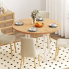 47 Inch Dining Table for 4-6 People Round Kitchen Table with 8 Metal Supporting Legs and Cross Base-Natural