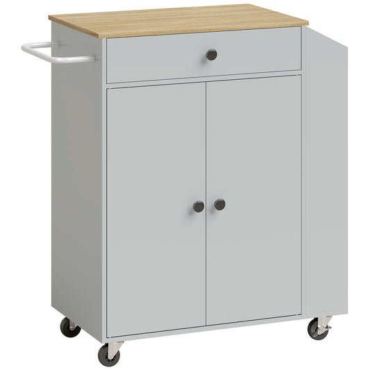 HOMCOM Rolling Kitchen Island with 3-Tier Spice Rack in Light Blue