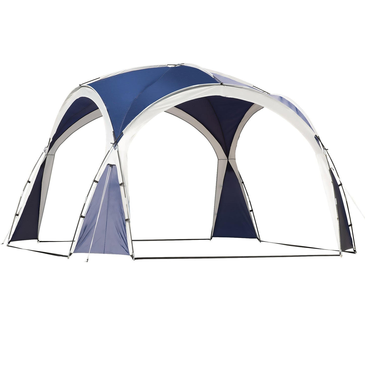 Outsunny 3.5 × 3.5 متر، خيمة تخييم بمظلة، قبة مظلة للفعاليات الخارجية، خيمة حديقة واقية من الشمس، جناح فناء مخروطي الشكل، مظلة شمسية للمخيم تتسع لـ 6-8 أشخاص، أزرق ورمادي