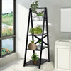 4 Tier Wooden Ladder Shelving Unit-Black