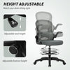 Vinsetto Drafting Chair, Ergonomic Tall Office Chair with Flip-up Armrests, Mesh Back, Lumbar Support, Adjustable Height and Foot Ring, Swivel Wheels, for Standing Desk, Charcoal Grey
