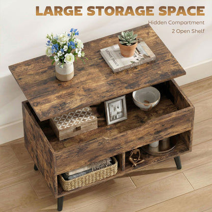 HOMCOM Lift Top Coffee Table in Rustic Brown