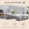 Outsunny Wooden Cart Wagon Wheel 2 Seater Garden Bench Outdoor Garden Armrest Chair Rustic High Back Loveseat Grey