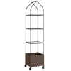 Outsunny Raised Garden Bed with Trellis, Tomato Cage with Lockable Wheels, Self Watering Planter Box with Drainage Holes, Brown