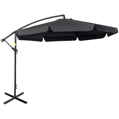 Outsunny 2.7m Garden Banana Parasol Cantilever Umbrella in Black