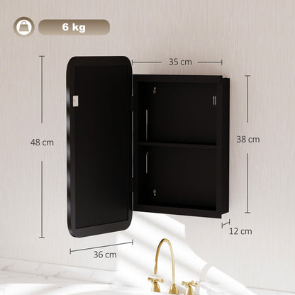 HOMCOM Bathroom Medicine Mirror Cabinet in Black