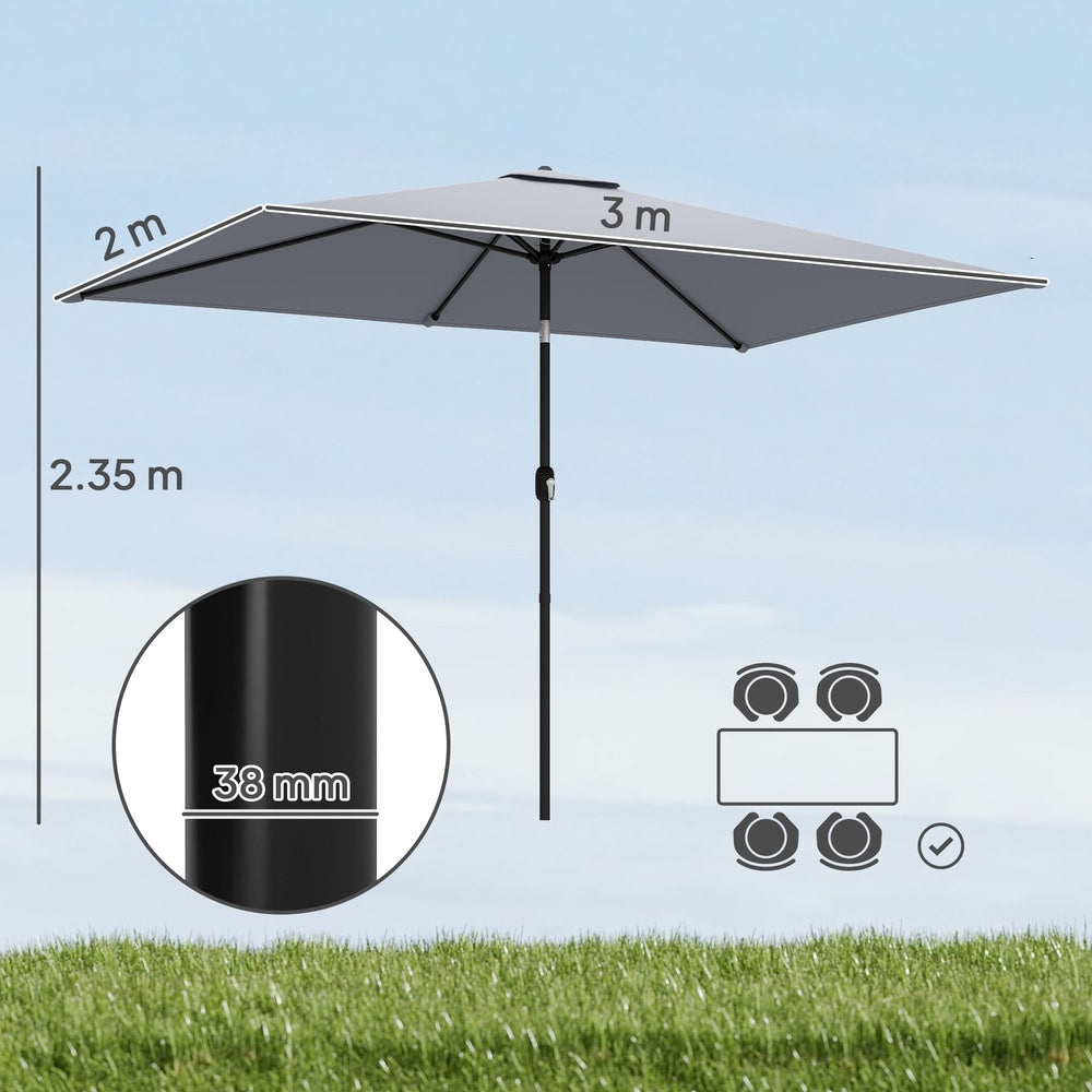 Outsunny Garden Parasol in Light Grey