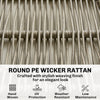 Outsunny 4 Piece Rattan Garden Furniture Set with Loveseat, Armchairs, Wood Table, Wicker Patio Conversation Set, Cream White