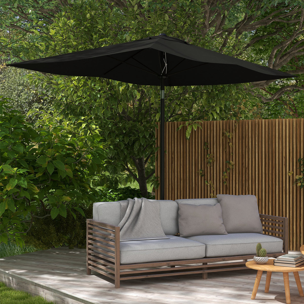 Outsunny Garden Parasol Umbrella with Aluminium Pole in Black