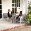 Outsunny 4 Piece Garden Furniture Set, 4 Seater Aluminium Garden Sofa Set with 2 Armchairs, Loveseat, Coffee Table and Cushions, Outdoor Conversation Conservatory Furniture for Patio, Charcoal Grey