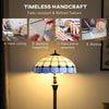 HOMCOM Tiffany-Style Floor Lamp with Handcrafted Stained Glass Shade, 152cm Tall Vintage Standing Lamp with Foot Switch and Dual Sockets for Living Room Bedroom, Bronze Tone and Blue