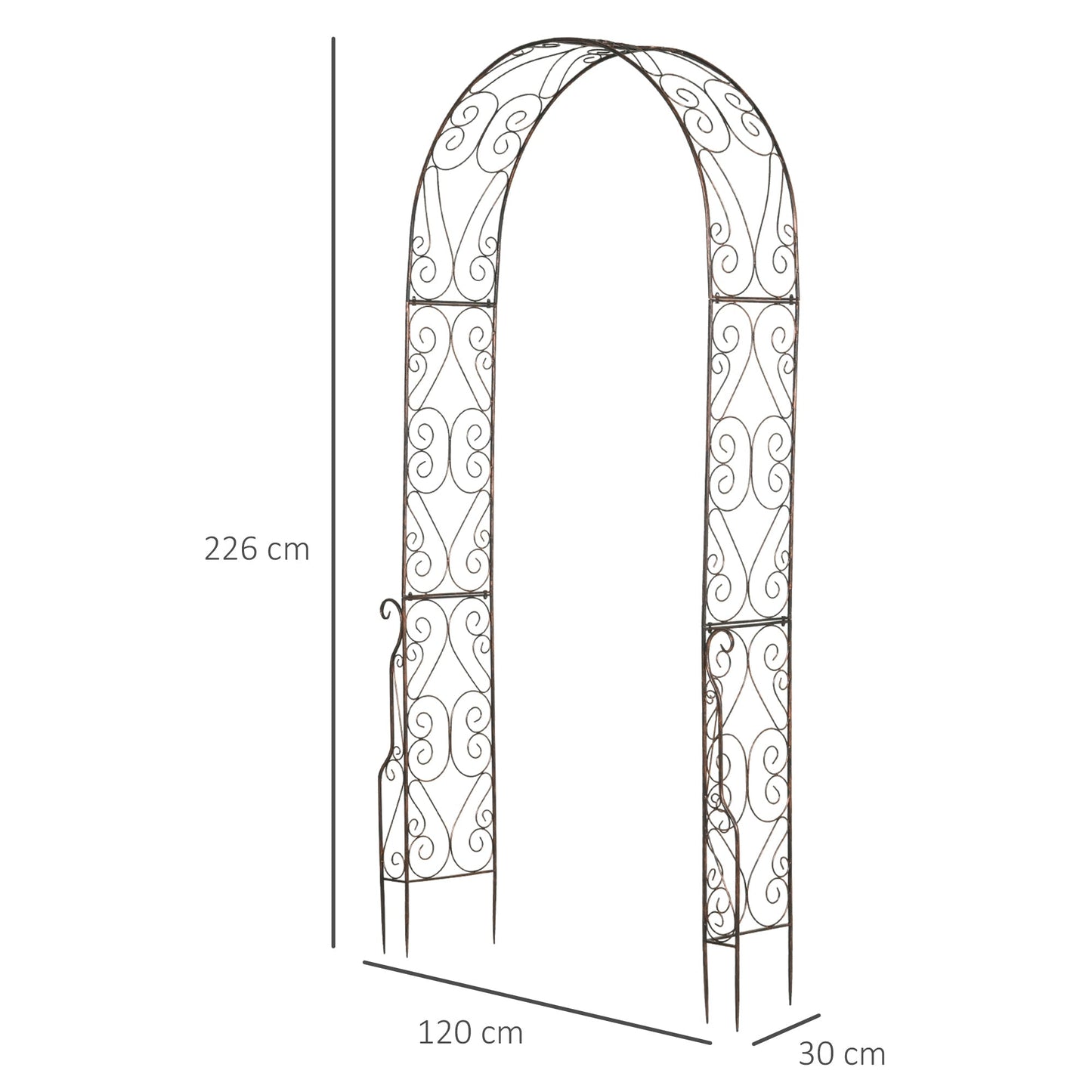 Outsunny Metal Garden Arch Trellis, قوس تعريشة مزخرف للممرات وحفلات الزفاف والاحتفالات، 120 × 30 × 226 سم