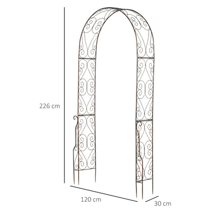 Outsunny Metal Garden Arch Trellis, قوس تعريشة مزخرف للممرات وحفلات الزفاف والاحتفالات، 120 × 30 × 226 سم