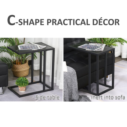HOMCOM C Shape Bedside Table in Black