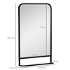 HOMCOM Modern Square Wall Mirror with Storage Shelf, 86 x 53 Mirrors for Living Room, Bedroom, Black
