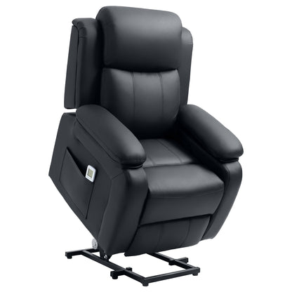 HOMCOM Riser and Recliner Chair with Vibration Massage, PU Leather Power Lift Chair for Elderly, Black