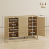 HOMCOM Bamboo Shoe Cabinet with Louvered Doors, 18 Pairs Shoe Storage Cabinet with Adjustable Shelves for Hallway, Natural