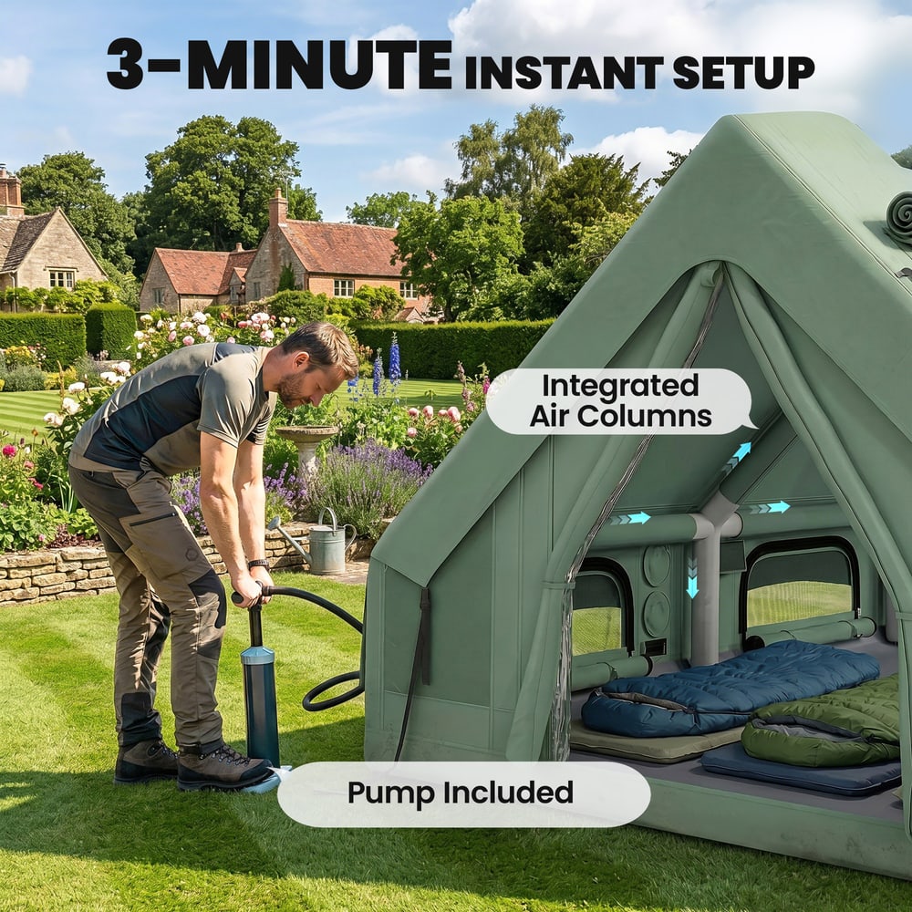Outsunny Inflatable Camping Tent in Green