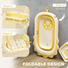 AIYAPLAY Foldable Baby Bath Tub Set with Bath Cushion, Wash Basin, Non-Slip Stand, Bottom, Yellow