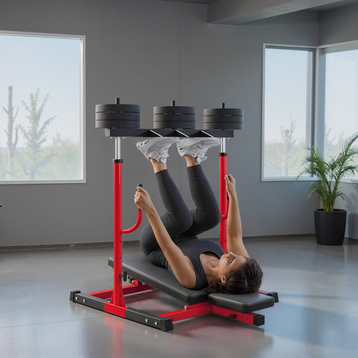 SPORTNOW Vertical Leg Press Machine with Adjustable Leg in Red