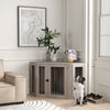 PawHut Dog Crate Furniture Side Table, with Cushion, 122 x 61 x 71cm - Walnut Brown