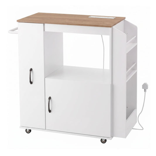 HOMCOM Kitchen Trolley on Wheels in White