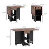 HOMCOM Folding Dining Table, Drop Leaf Table for Small Spaces, Foldable Table with Drawer and Storage Shelves for Kitchen, Dining Room, Rustic Brown