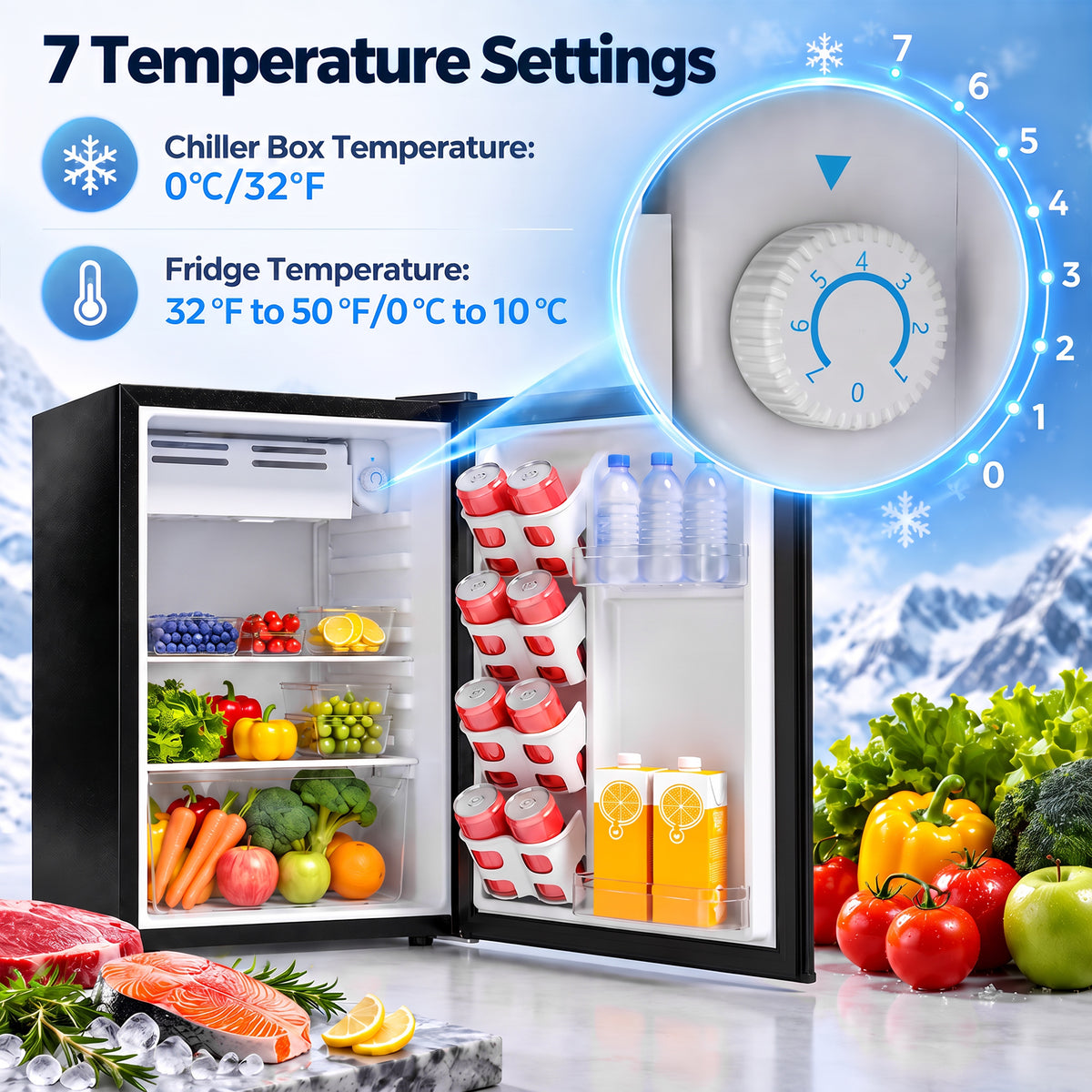 HOMCOM 73 L Mini Fridge with Chiller Box in Black