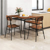 4-Piece Dining Table Set Metal with Bench and Storage Racks-Brown