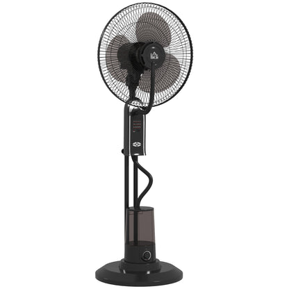 HOMCOM Pedestal Fan with Water Mist Spray in Black