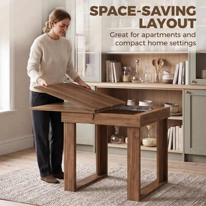 HOMCOM Folding Dining Table in Grey Wood Effect