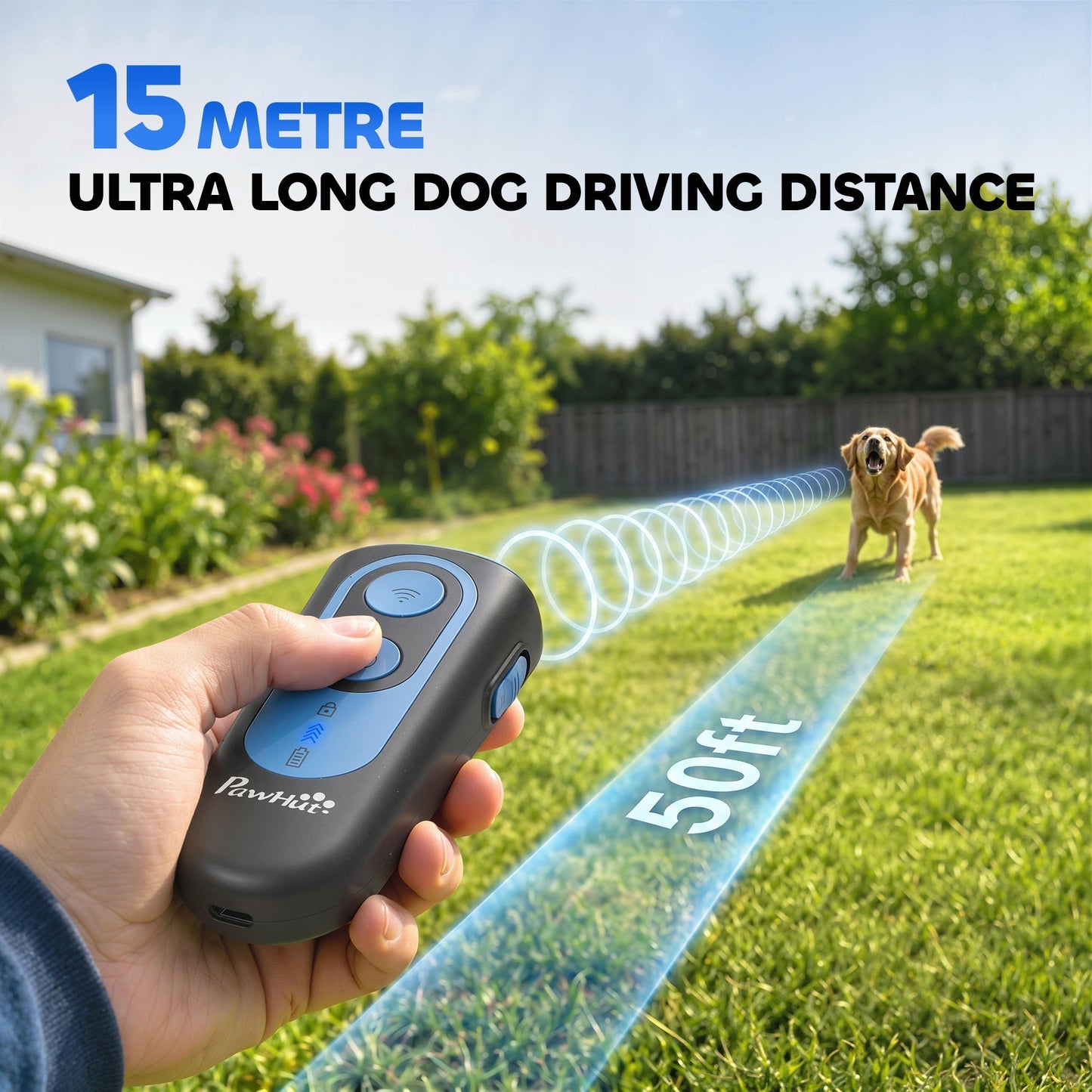 PawHut Anti Barking Device for Dogs, Ultrasonic Stop Dog Barking Device with 5 Modes & Vibration, LED Flashlight