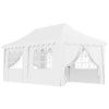 Outsunny 3 x 6m Pop Up Gazebo with Sides, UPF50+ Height Adjustable Marquee Party Tent, Wedding Canopy, Instant Event Shelter with Carry Bag and Sand Bags for Garden, White
