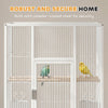 PawHut Bird Cage Detachable with Rolling Stand Parrot Cage with Storage Shelf White