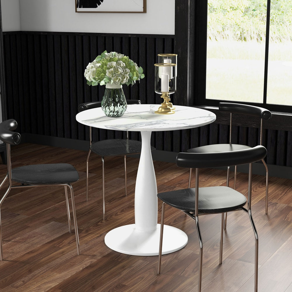HOMCOM Small 2-Person Dining Table in Faux Marbled White