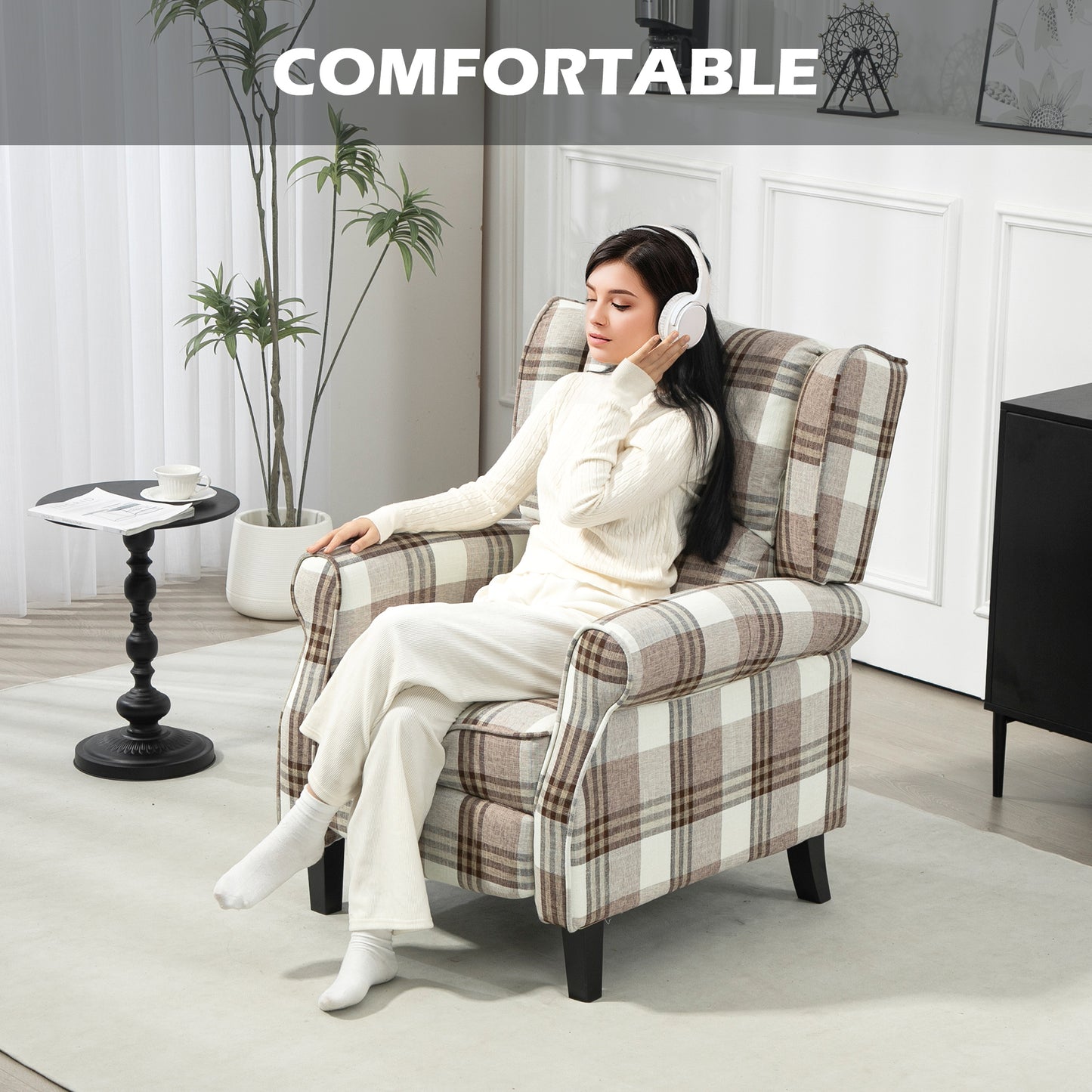 HOMCOM 160√Ç¬∞ Reclining Armchair, with Footrest - Brown