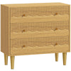 HOMCOM Dresser for Bedroom 3 Drawer Chest of Drawers with Steel Frame for Living Room in Oak